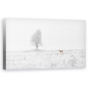 Tablou canvas - Vine Craciunul, Panorama, Caprioara, Cerb, Animale, 50 x 100 cm