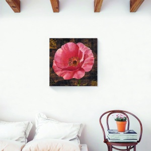 Tablou decorativ canvas vintage cu lalele roz, 60x60 cm