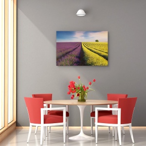 Tablou canvas - Violet si galben, Peisaj, Linii, Galben, Violet, 80 x 120 cm - Img 4