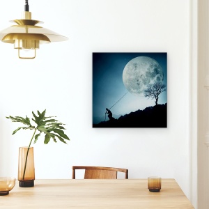 Tablou Canvas - Visatorul, Luna, Rotund, Cerc, Spatiu, 60 x 60 cm - Img 4