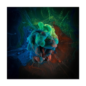 Tablou Canvas - Vopsea acrlilica in apa, Nori in culori, Fluid, Dinamic, Abstract, 60 x 60 cm