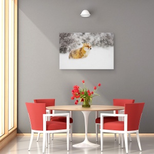 Tablou canvas - Vulpea Rosie Intr-O Furtuna De Zapada, Iarna, 80 x 120 cm - Img 4