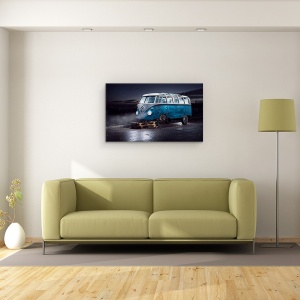 Tablou canvas - VW Kleinbus, Albastru, Masina, Pictura In Lumina, 50 x 80 cm - Img 2