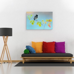 Tablou canvas - Zi De Iarna, Pasare, Frunza, Rece, 60 x 90 cm - Img 2