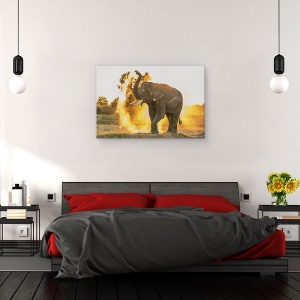 Tablou canvas - Zi Fierbinte, Elefanti, Praf, Fum, Animal, 40 x 60 cm - Img 3