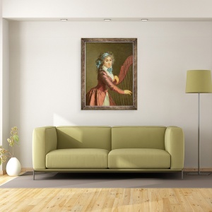 Tablou inramat - Adele Romany - Portretul unui Tanar Harpist, 70 x 90 cm - Img 2