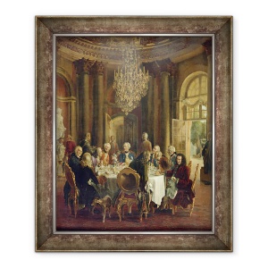 Tablou inramat - Adolph Friedrich Erdmann von Menzel - Masa de cina la Sanssouci, 70 x 85 cm