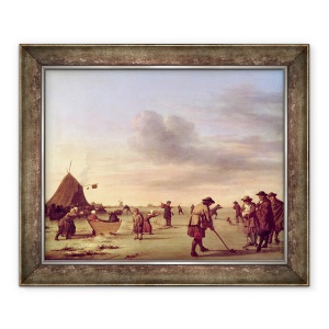 Tablou inramat - Adriaen van de Velde - Jucatorii de golf pe gheata langa Haarlem, 70 x 85 cm