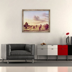 Tablou inramat - Adriaen van de Velde - Jucatorii de golf pe gheata langa Haarlem, 70 x 85 cm - Img 2