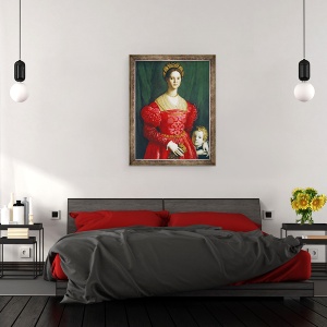 Tablou inramat - Agnolo di Cosimo Bronzino - O tanara femeie si baietelul ei, 70 x 90 cm - Img 3
