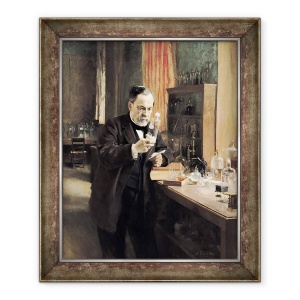 Tablou inramat - Albert Gustaf Aristides Edelfelt - Louis Pasteur 1822-95 in laboratorul sau, 70 x 85 cm