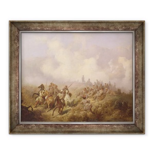 Tablou inramat - Aleksei Danilovich Kivshenko - O scena din razboiul ruso-turc din 1877-78, 50 x 60 cm