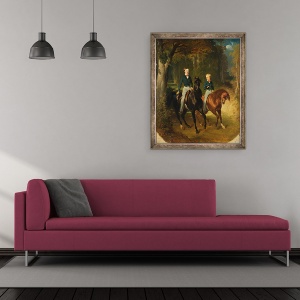 Tablou inramat - Alfred Dedreux - Louis-Philippe dOrleans 1838-94 Conte de Paris si fratele sau, Robert dOrleans 1840-1910 Duc de Chartres in Parc de Claremont, 50 x 60 cm - Img 2