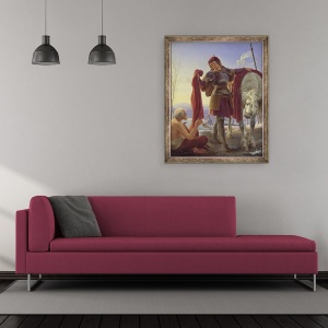 Tablou inramat - Alfred Rethel - Sfantul Martin si cersetorul, 50 x 60 cm - Img 2