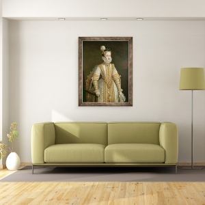 Tablou inramat - Alonso Sanchez Coello - Anne de Austria 1549-80 Regina Spaniei, 70 x 90 cm - Img 2