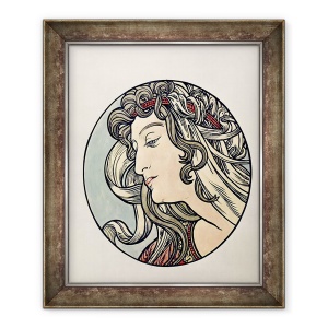 Tablou inramat - Alphonse Marie Mucha - Capul unei femei, 70 x 85 cm