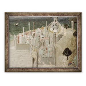 Tablou inramat - Ambrogio Lorenzetti - Vedere spre un oras de coasta, 60 x 80 cm