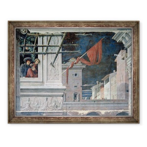 Tablou inramat - Andrea Mantegna - Martiriul Sfantului Christopher, detalii ale cladirilor, 70 x 90 cm