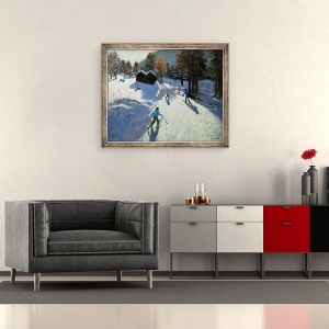 Tablou inramat - Andrew Macara - Doua cabane montane, Pleney, 50 x 60 cm - Img 2