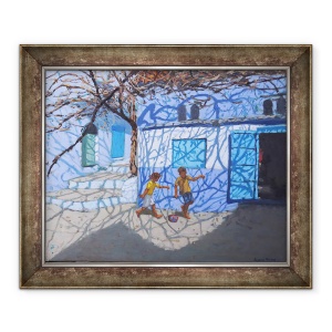 Tablou inramat - Andrew Macara - Jocuri cu mingea in strada, Chefchaouen, Maroc, 2018, 70 x 85 cm