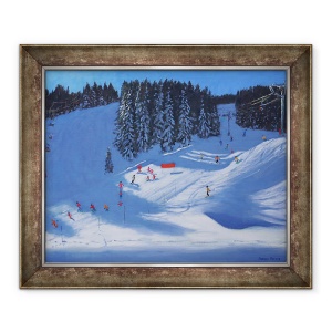 Tablou inramat - Andrew Macara - scoala de schi, Morzine, 70 x 85 cm