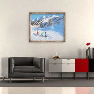 Tablou inramat - Andrew Macara - Snowballing, La Clusaz, 50 x 60 cm - Img 2