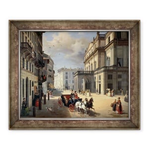 Tablou inramat - Angelo Inganni - Frontul Teatrului La Scala, 50 x 60 cm