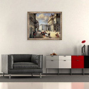 Tablou inramat - Angelo Inganni - Frontul Teatrului La Scala, 50 x 60 cm - Img 2