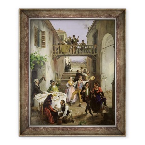 Tablou inramat - Angelo Inganni - O nunta la Brianza, 50 x 60 cm