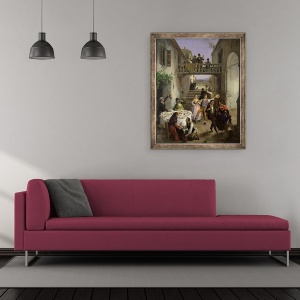 Tablou inramat - Angelo Inganni - O nunta la Brianza, 50 x 60 cm - Img 2