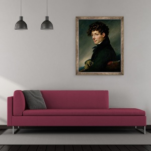 Tablou inramat - Anne Louis Girodet de Roucy-Trioson - Portret De Un Tanar Ca Un Vanator, 50 x 60 cm - Img 2
