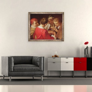 Tablou inramat - Annibale Carracci - Grup de artisti, 50 x 60 cm - Img 2