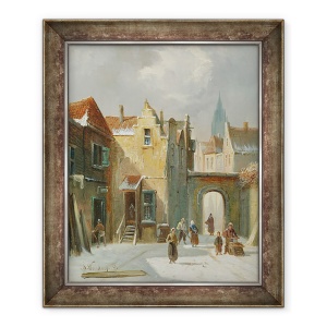 Tablou inramat - Anthonie Waldorp - Iarna Street scena, 50 x 60 cm