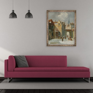 Tablou inramat - Anthonie Waldorp - Iarna Street scena, 50 x 60 cm - Img 2