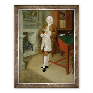 Tablou inramat - Anthony Devis - Un om necunoscut intr-o biblioteca, 60 x 80 cm
