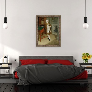 Tablou inramat - Anthony Devis - Un om necunoscut intr-o biblioteca, 60 x 80 cm - Img 3