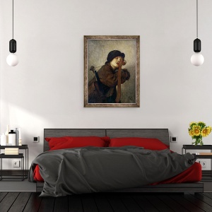 Tablou inramat - Antoine Auguste Ernest Herbert - Micul violonist dormind, 60 x 80 cm - Img 3