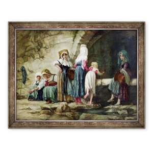 Tablou inramat - Antoine Auguste Ernest Herbert - tarani la o fantana, 70 x 90 cm