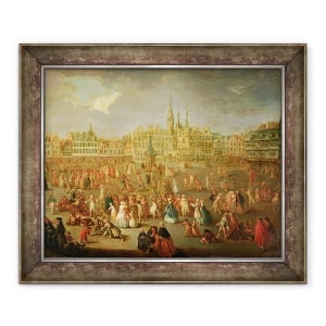 Tablou inramat - Antoine Francois Saint-Aubert - Grand Place in timpul Mardi Gras, Cambrai, 70 x 85 cm
