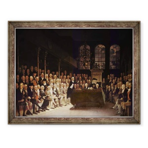 Tablou inramat - Anton Hickel - William Pitt s-a adresat Camerei Comunelor cu privire la Declaratia Franceza de Razboi 1793, 60 x 80 cm