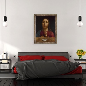 Tablou inramat - Antonello da Messina - Cristo Salvator Mundi, 70 x 90 cm - Img 3