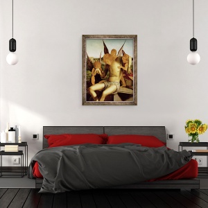 Tablou inramat - Antonello da Messina - Hristos sprijinit de trei ingeri, 60 x 80 cm - Img 3