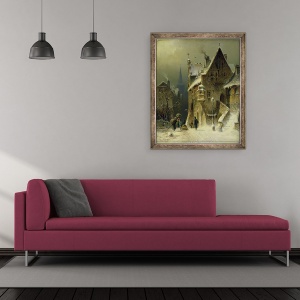 Tablou inramat - August Schlieker - Un orasel pe Rin, 50 x 60 cm - Img 2