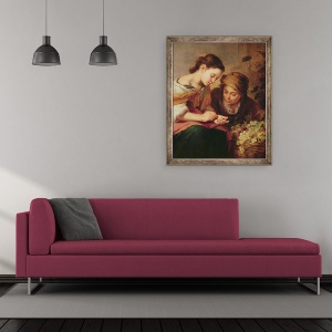 Tablou inramat - Bartolome Esteban Murillo - Detaliu al micului vanzator de fructe, 50 x 60 cm - Img 2