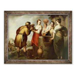 Tablou inramat - Bartolome Esteban Murillo - Rebecca si Eliezer la fantana, 70 x 90 cm