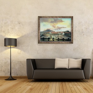 Tablou inramat - C. Bauer - O plantatie de zahar in sudul Trinidad, 70 x 90 cm - Img 2