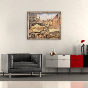 Tablou inramat - Camille Pissarro - Targul din Dieppe, Sunny Morning, 50 x 60 cm - Img 2