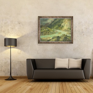 Tablou inramat - Carl Morgenstern - Rapids pe raul Isar, 70 x 90 cm - Img 2