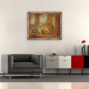 Tablou inramat - Charles-Amedee-Philippe van Loo - Sultana comanda tapiserii din Odalisques, 50 x 60 cm - Img 2