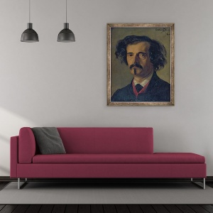 Tablou inramat - Charles Emile Auguste Carolus-Duran - Portret De Jules Barbey dAurevilly 1808-89 1860, 50 x 60 cm - Img 2